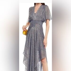 Maje Blue and Black Geometric Maxi Dress
